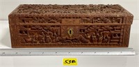 RARE Chinese Canton Hand Carved Sandalwood Hinged