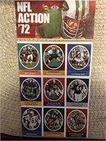 Vintage 1972 Sunoco NFL Action Block of Stamps