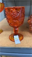 Vintage rose patterned pressed orange glass