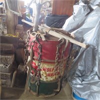 Barrel With Pump, Chain Binders & Asstd