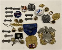 Lot Of Vintage Military Badges, Veterans Pins,