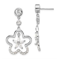 Sterling Silver- Flower Design Dangle Earrings