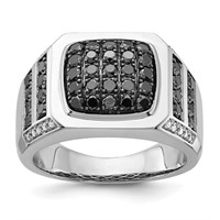 Sterling Silver- Black Sapphire Diamond Ring