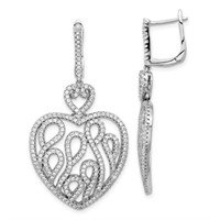 Sterling Silver- Heart Dangle Earrings