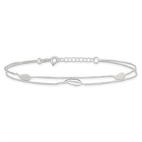 Sterling Silver- Double Strand Feather Anklet