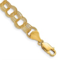 `10 Kt-Triple Beaded Fancy Link Bracelet
