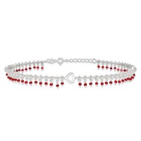Sterling Silver- Dangling Beads Ankle Bracelet