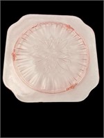 Pink Depression Glass Footed Plate