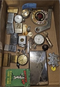 LOT OF VINTAGE LIGHTERS, MATCHES, ETC.
