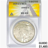 1935-S Silver Peace Dollar ANACS MS63