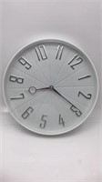 Wall Clock - Works - White W/ Silver Numbers