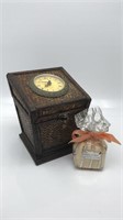Trinket Box W/ Clock In Top - Works