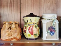 Lot of 2 Cookie Jars & Canister Jar