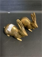 Pair of brass bunny rabbits figurines 3.5"x3.5"
