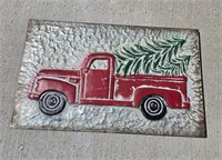 Metal Red Christmas Truck Hanging Decor