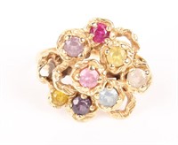 14K YELLOW GOLD MULTICOLOR FASHION RING