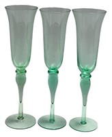 Gorgeous Green Glass Champagne Flutes