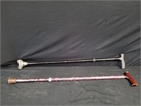 2 Walking Canes/Sticks: Adjustable, Paisley