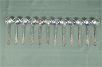 12 Stieff Rose pattern 5-1/2" bouillon spoons, mon