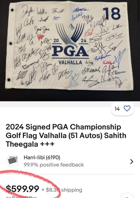 11 - PGA CHAMPIONSHIP 18TH HOLE FLAG SIGNED
