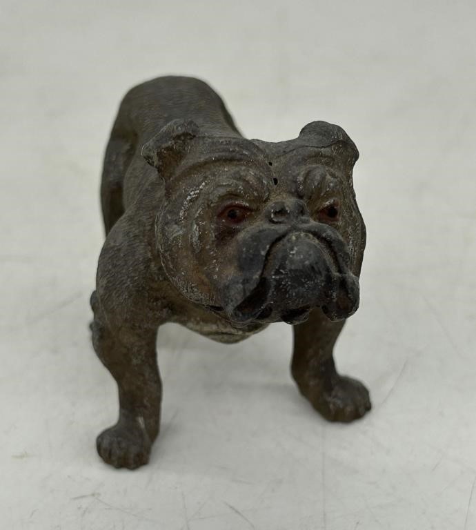 Antique Cast Metal Bulldog Figurine