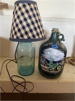 Ball Jar Lamp and Painted Jug