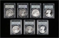 7 PCGS Premier First Edition Silver Eagles
