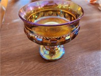 Amber Carnival Glass Compote