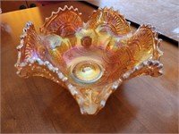 Amber Carnival Glass Bowl