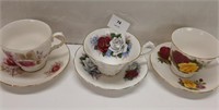 3 CUPS & SAUCERS - QUEEN ANNE - GOOD CONDITION