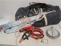 Tent in Duffle Bag, Jumper Cables & Camping