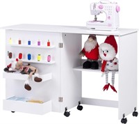 B1427  Folding Sewing Table  Compact Design White