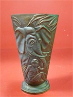 Vintage swedish 6.5 inch embossed metal vase