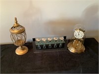 Clock and 2 candle holders
