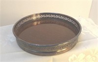 Silverplate and Wood Bar Tray, Vintage