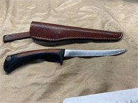 BROWNING KNIFE WITH LEATHER SHEATH