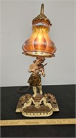Auguste Moreau Signed Lamp- Girl w Violin and
