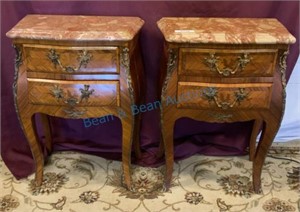 French marble top end tables