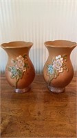 Matched pair of Weller pottery flower vases with