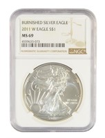 Certified 2011 Burnished American Silver Eagle