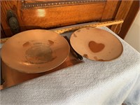 Copper serving plate and 2 stands