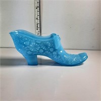 fenton glass opaque blue shoe