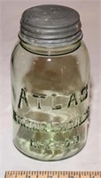 BLUE QT ATLAS CANNING JAR W/ ZINC LID