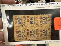 WWII MILEAGE RATION STAMPS BLOCK 6