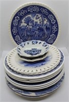 Lot of 15 Assorted Blue / White Bowl + Plates