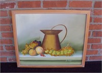 Vintage Framed Fruit Still Life Oil Painting on