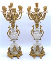 Louis XVI Style Gilt and Painted Metal Candelabra.