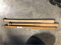(3) Old Wooden Bats: Louisville Slugger, Wilson &