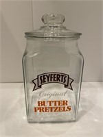 Seyferts Vintage Butter Pretzels Glass Jar w/Lid