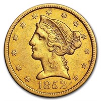1852 $5 Liberty Gold Half Eagle XF